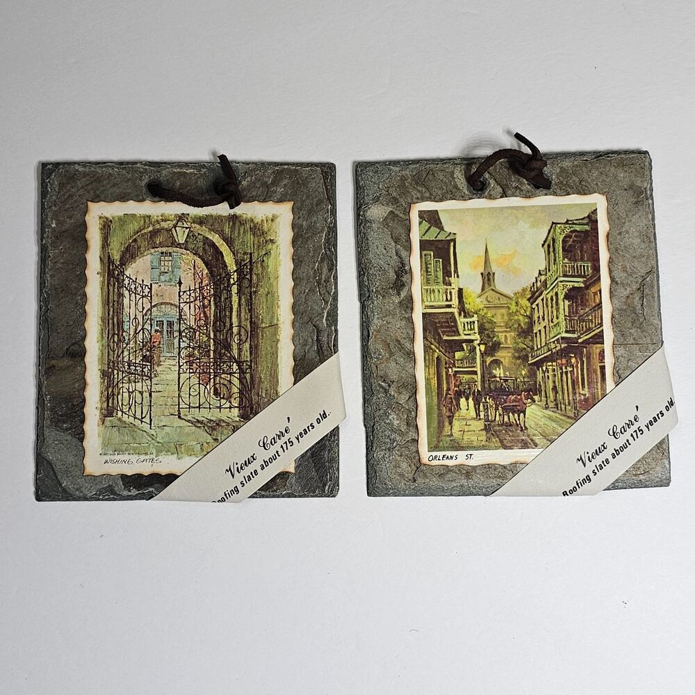 Don Davey New Orleans Wishing Gates, O.L. Coleman Orleans St Slate Tiles 70s Vtg